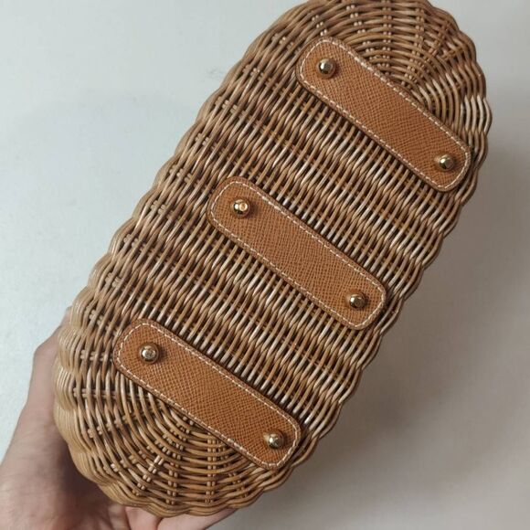 Eric Javits Embroidered Wicker Straw Handle Bag- Womens- Multicolor - Picture 8 of 10